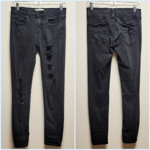 Mudd Flx Stretch Distressed Low-rise Black Skinny Jeans Women's size 7 - Picture 1 of 7
